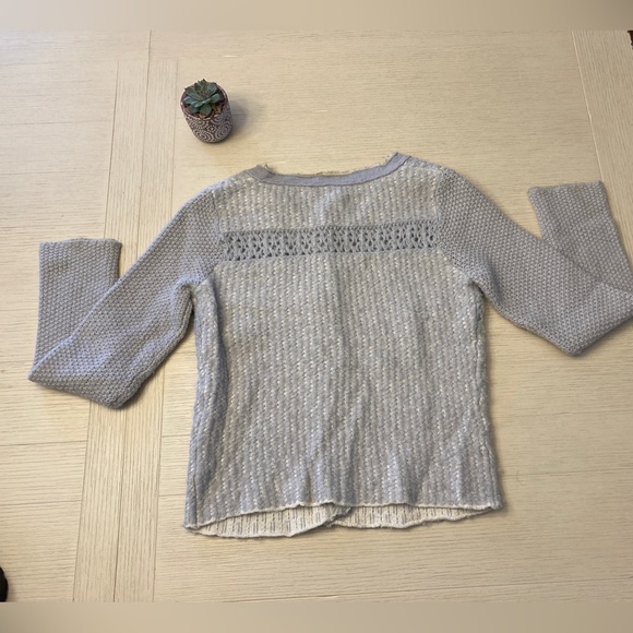 Free People Gray asymmetrical Button Down Wool Blend Sweater Size S - Picture 3 of 10